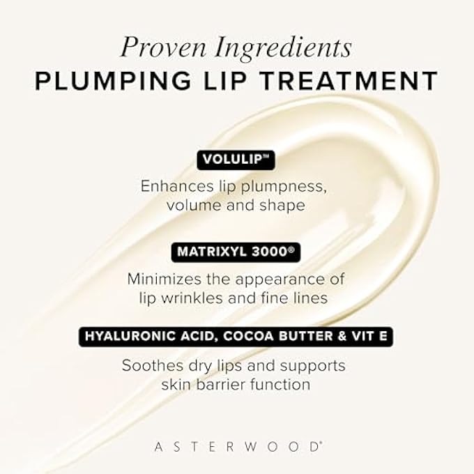 Asterwood علاج الشفاه وبلسم - مع فولوليب، حمض الهيالورونيك، وماتريكسيل 3000 - مرطب، ممتلئ، مضاد للشيخوخة - شفاه أكثر امتلاءً - للنساء والرجال - 0.5 أونصة سائلة - Image 3